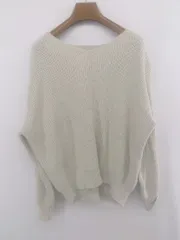 ◇ AMERICAN HOLIC Vネック バックスリット 長袖 ニット セーター サイズM ライトグレー系 レディース E  【1306210016817】