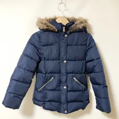 D548　美品　ZARA　ザラ　キッズ　ネイビー　中綿ジャケット　コート　フード付き　152cm