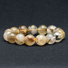 魅力の14mm 太陽放射ルチルマルチカラーゴールドルチル【綺麗な帯状のタイチンルチルが魅力の一品】一点物【 GHB72･55g】金運上昇、仕事運向上、邪気払い、集中力向上、精神力強化 プレゼント 贈り物 水晶 浄化発送 ギフト 天然石の卸　京の蔵