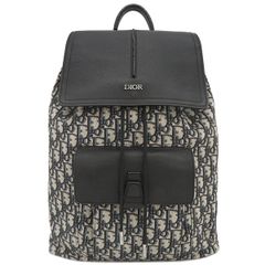 クリスチャン・ディオール Christian Dior リュック・デイパック MOTION バックパック キャンバス レザー ネイビー ガンメタル金具 紺 モーション オブリーク  1ESBA138YKY【中古】
