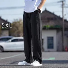 [5XL]メンズ ファッション 服 男性用 オシャレ シンプル 大人 かっこいい 大きいサイズ ストリート 紳士服 カジュアル パンツ 夏 ドレープ ストレート 綿 リネン スーツ ズボン