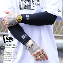 NEWERA アームカバー 日本製 サポーター 黒 白 ロゴ スポーツ 両腕用 防寒 アームスリーブ アームガード  日よけ 日除け 日焼け対策 入れ墨 タトゥー隠し ストリート系 ブランド 14393739-8