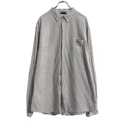 CHAPS 長袖 チェック シャツ 2XL ホワイト パープル チャップス ビッグサイズ ボタンダウン 古着卸 アメリカ仕入 a610-5189のサムネイル