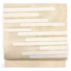 名古屋帯 幅30.5cm 長さ355cm レディース 霞 夏用 正絹（シルク）ホワイト やや難 リメイク リユース リサイクル【呉服のきくや】