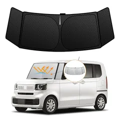 【強化版】ホンダ N-BOX JF5 JF6系 フロントガラスサンシェード 3代目 N-BOXカスタム R5.10-現行 UVカット 吸盤不要 6層構造 遮光断熱 夏 紫外線 UVカット 簡単着脱 内装パーツ 車種専用設計 折り畳み式 収納袋付き 0