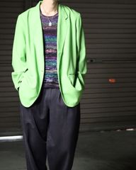 1990s- neon color padless tailored jacket green ビビッドカラー ジャガード イージー テーラードジャケット シングル ネオングリーン 90年代