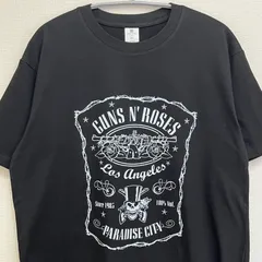新品 ガンズアンドローゼズ GUNS N' ROSES バンドTシャツ バンティー バンT メンズ レディース ユニセックス Lサイズ 半袖 夏物 夏服 ブラック 黒T プリント グラフィック ストリート アメリカン USA パラダイスシティのサムネイル