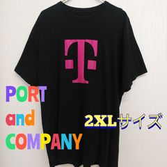 PORT and COMPANYポートアンドカンパニー　黒　Ｔシャツ　2XL　プリーシュランクコットン100％　着丈78ｃｍ　身幅59ｃｍ　肩幅57ｃｍ　袖丈19ｃｍ　古着