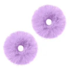 シュシ ュ 髪飾り 、シュ シュ 小さめ、大人 髪飾り、ふわふわで可愛い 、ヘアアクセサリー 、ナチュラルふわふわ 、ファーボール、 シュシュ セット、ファー (紫)