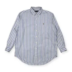 Ralph Lauren ラルフローレン ストライプ BD ボタンダウン 長袖シャツ LL/ブルー系 メンズ