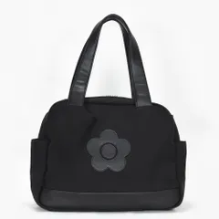 MARY QUANT マリークワント トートバッグ ショルダーバッグ 肩掛け ハンドバッグ ブラック 黒 キャンバス  フェイクレザー フラワーゴロ