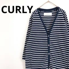 CURLY カーリー　長袖カーディガン　ボーダー　ネイビー　ホワイト　高級　Sのサムネイル