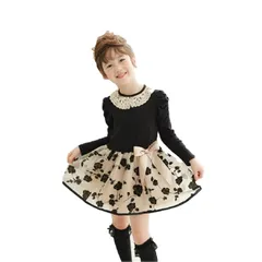 【新品】 (カエナリエ)Ｋａｅｎａｒｉｅ 女の子 フォーマル ワンピース 花柄 シフォン 130サイズ ブラック/ゴールド 1