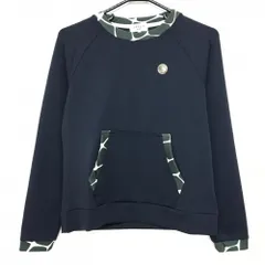 【美品】ランバンスポール 長袖Ｔシャツ ダークグレー×カーキ ネック・袖口・ネック周り総柄 レディース 38(M) ゴルフウェア LANVIN SPORT