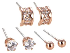 ピアス セット レディース CZ ハーフリング ピンクゴールド ジュエリー アクセサリー シンプル カジュアル 大人