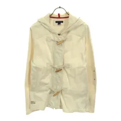 トミーヒルフィガー 長袖 ダッフルコート M ホワイト TOMMY HILFIGER フード レディース 古着 【240325】