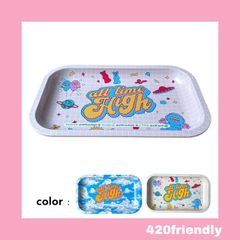 420friendly 「All Time High」オリジナルメタルローリングトレイ - 限定タトゥーシール付き