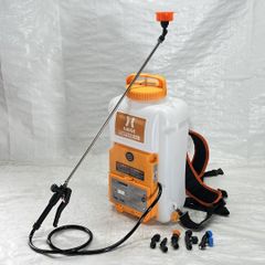 【ほぼ未使用】【展示品】 充電式 電動噴霧器 12L 背負い式 バッテリー式 ノズル6種付 HG-KBS12L イエロー 【699】