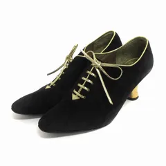 イヴサンローラン YVES SAINT LAURENT パンプス レースアップ ヒール スエード 6155 黒 ブラック 36 23cm位