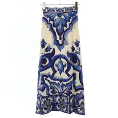 DOLCE&GABBANA ドルチェ＆ガッバーナ Majolica Print Maxi Skirt マジョリカプリントシルクマキシスカート F4CEMT HPABX アイボリー×ブルー 36のサムネイル
