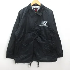H■ニューバランス/New Balance ビッグロゴプリント 刺繍 コーチジャケット【M】黒/MENS■42【中古】