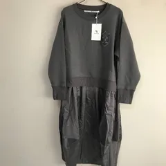 コ　未使用　タグ付き　マサゴ（MASAGO）ダンボールニットとタフタドッキングワンピース　チャコール　?