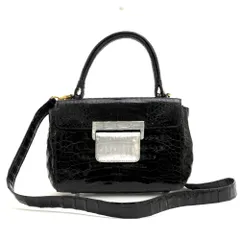 NANCY GONZALEZ/ナンシーゴンザレス　クロコがまぐちバッグ Nancy Gonzalez - Black Glossy Crocodile Chain Small Bag