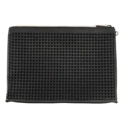 美品 Christian Louboutin クリスチャンルブタン スパイクスタッズ シボレザー クラッチ バッグ KALOUPOUCH 鞄 ハンドバッグ A4収納可能 ブラック 黒 イタリア製 ブランドのサムネイル