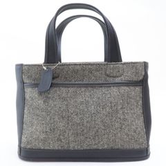 2507-47 コーチ 6126 ハンドバッグ 美品 COACH ツイード×レザー製 グレー×ブラック