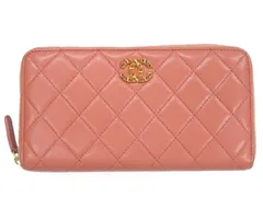 シャネル CHANEL 長財布 マトラッセ ラムスキン ピンク ラウンドファスナー 28番 シール有 ココマーク