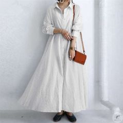 シャツワンピース シャツワンピ ロングシャツ 2way ワンピース レディース 綿麻ワンピース リネンワンピース ストライプ Aライン ロング丈 大きいサイズ リネン 長袖 マキシワンピース マキシ丈 綿麻混 ゆったり 体型カバー min#