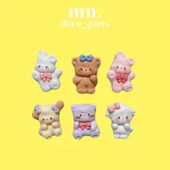 【1つ25円】※4番完売中※15個/各3個★デコレーションパーツ　ハンドメイド資材　ねこ　うさぎ　いぬ　くま0