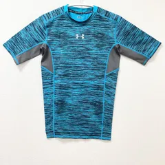 古着　美品　UNDER ARMOUR　アンダーアーマー　スポーツブランド　スポーツ用品メーカー　半袖Tシャツ　ユニセックス　Mサイズ　クルーネック　混紡　ブルー　青