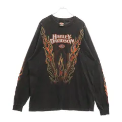 Harley-Davidson 90SロンT rare］90's USA製 Harley-Davidson”ターコイズ フレイム”ロンT