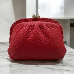 ガマ口革財布　赤いホタテちゃん