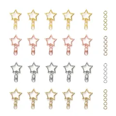 【在庫処分】シルバー キーリング 手作り DIY用パーツ カワイイ ワンタッチキーホルダー ゴールドなど4色 回転カン付き 20個 キーホルダー金具 YFFSFDC