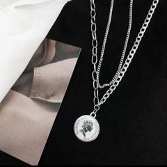 特別セール フォロー割クーポン サージカルステンレス コイン 2連 ネックレス チェーン