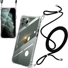 iPhone11 Pro ケース ショルダー クリア 耐衝撃 ストラップ付き スマホケース アイフォン11pro カバー 透明 薄型 軽量 TPU シリコン 紐付き 肩掛け 首掛け 斜めかけケース 調節可能なショルダー クロスボディ 多目的キャリー ファッ