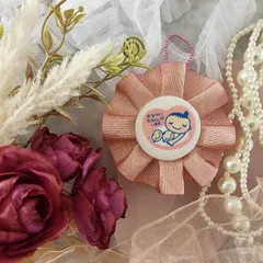 マタニティマーク　ロゼット　両面　イニシャル　装飾なし