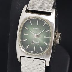 希少 ORIENT 手巻き 腕時計 グリーン文字盤 21石 ヴィンテージ 稼働品