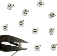 Lunon 国産 ワンパッチン テグス ワイヤー 留め 金具 六角 3mm 10個 日本製 プレミアム ワンプッシュ ボールチップ(六角 シルバー)