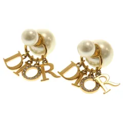 Christian Dior (クリスチャンディオール) TRIBALES トライバルラインストーンロゴピアス ゴールド レディースA3341660