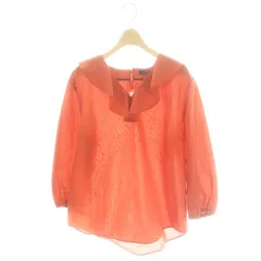 ピーエスポールスミス PS Paul Smith 22SS フリルカラーブラウス プルオーバー 長袖 九分袖 44L テラコッタオレンジ /ES ■OS