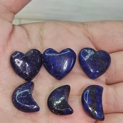 極上ラピスラズリ✨ハート&ムーン✨カービング6個セット✨