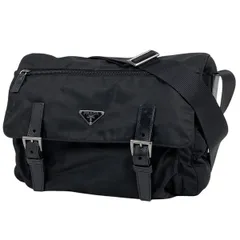 プラダ PRADA ロゴプレート ショルダーバッグ メッセンジャーバッグ ショルダーバッグ ナイロン ネロ(ブラック) レディース 【中古】