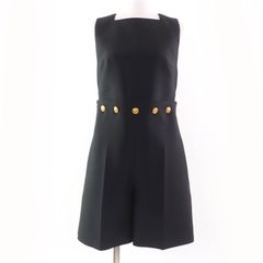 【ドンドン見直し】極美品☆LOUIS VUITTON ルイヴィトン ボタンウエスト ミカドプレイスーツ ウール シルク オーバーオール ブラック 34 ハンガー付き イタリア製 正規品 レディース