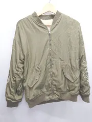 ◇ ⊇ mysty woman ミスティウーマン 裏ボア 袖刺繡 長袖 ジャケット ブルゾン カーキ レディース E  【1411070018885】