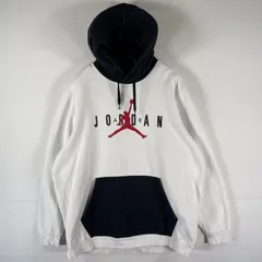古着 エアジョーダン AIR JORDAN パーカー スウェット 大きいサイズ プルオーバー フーディ ビッグロゴプリント ツートン XL  ホワイト メンズ