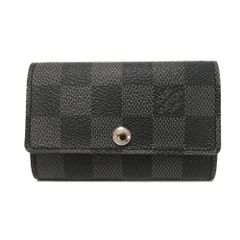 LOUIS VUITTON ルイ・ヴィトン ミュルティクレ 6 旧型 ロゴ ブラック グレー スナップボタン 6連 ブラック 市松模様 ビトン 美品 ダミエ グラフィット ノワール キーケース N62662