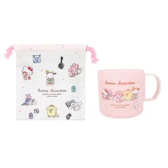 ☆ サンリオ/ふんわりロマン ☆ キャラクター プラコップ＆巾着セット プラコップ 巾着セット コップ袋 プラスチック コップ 子供 園児 子ども キッズ キャラクター グッズ しんちゃん すみっコぐらし ドラえもん かわいい 幼稚園 保育園 入園グッズ